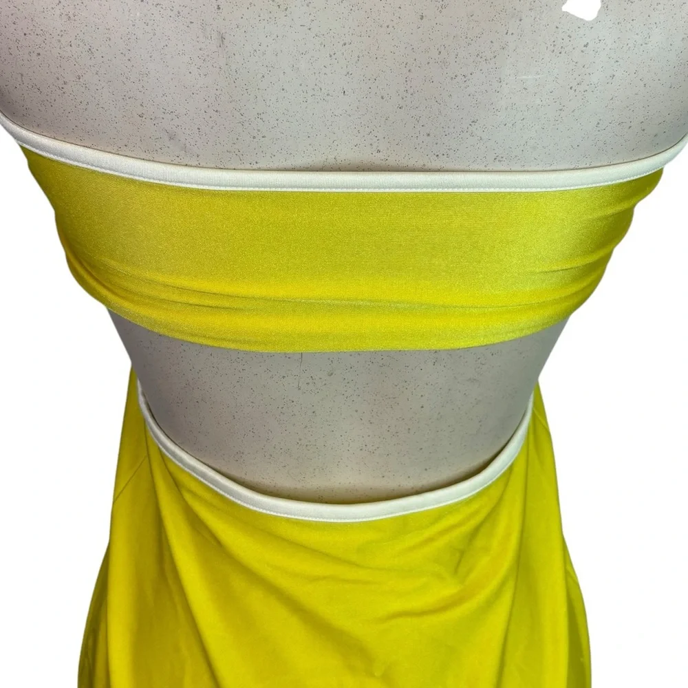 BAOBAB Mambo Evening Dress Neon Yellow Strapless Bandeau Cutout Small Women's - Picture 6 of 11